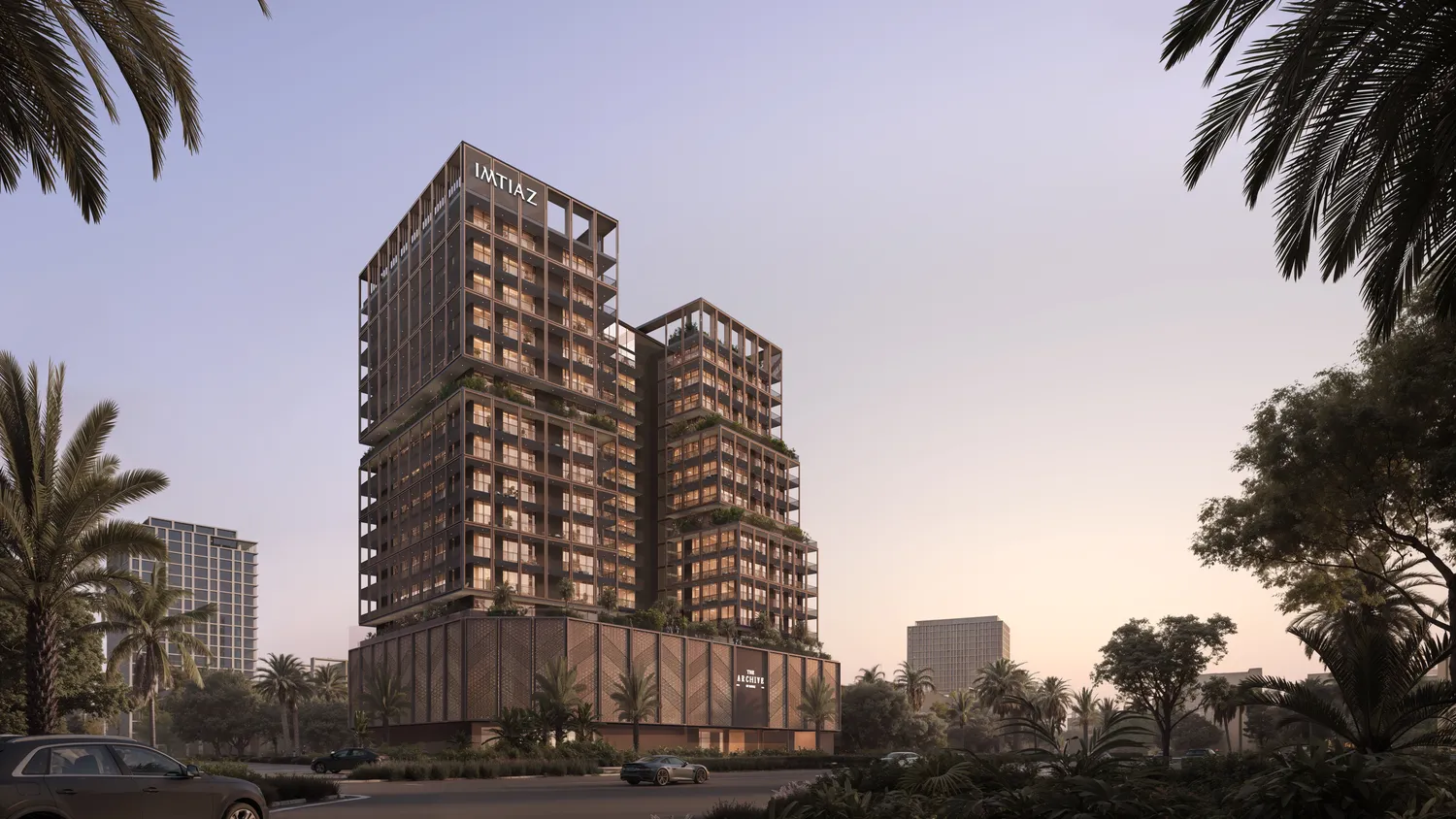 The Archive by Imtiaz towers at dusk