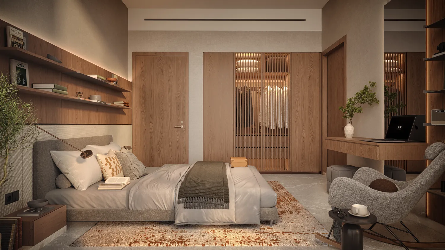 One bedroom card: illustrative project interior from the developer gallery